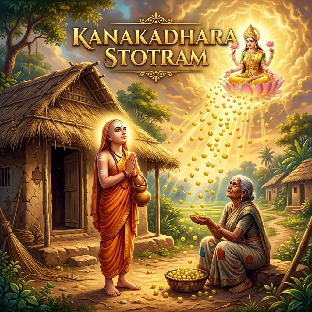 Divine artwork representing Kanakadhara Stotram