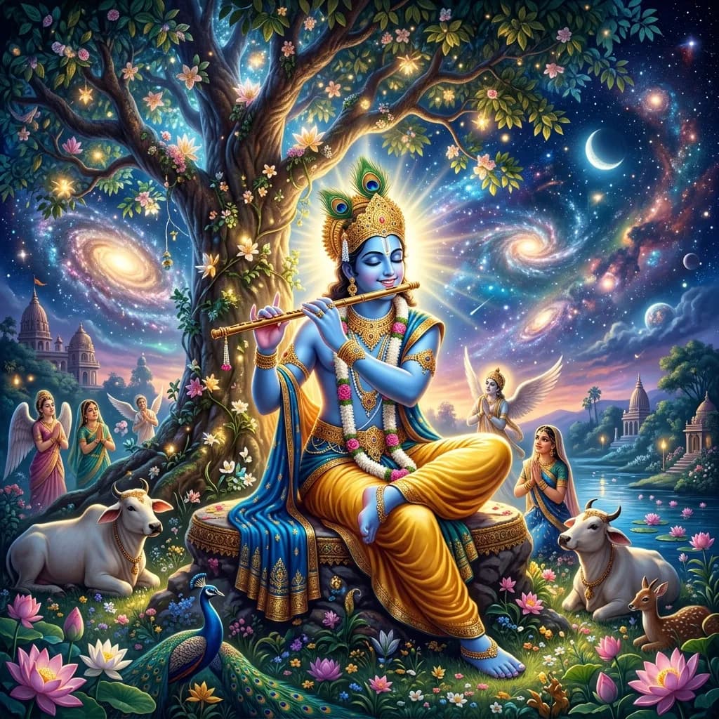 Divine artwork representing Krishna Ashtottara Shata Namavali