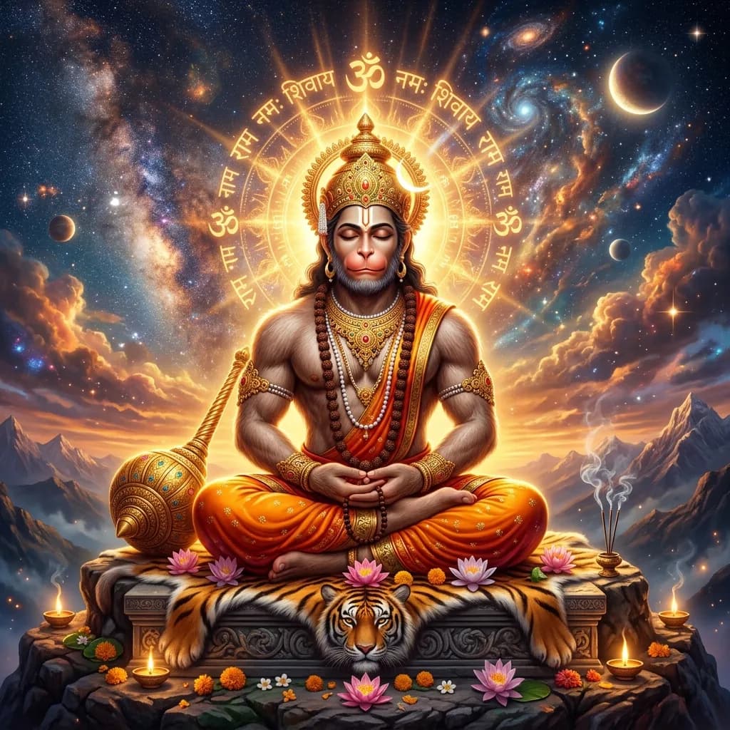 Divine artwork representing Hanuman Ashtottara Shata Namavali